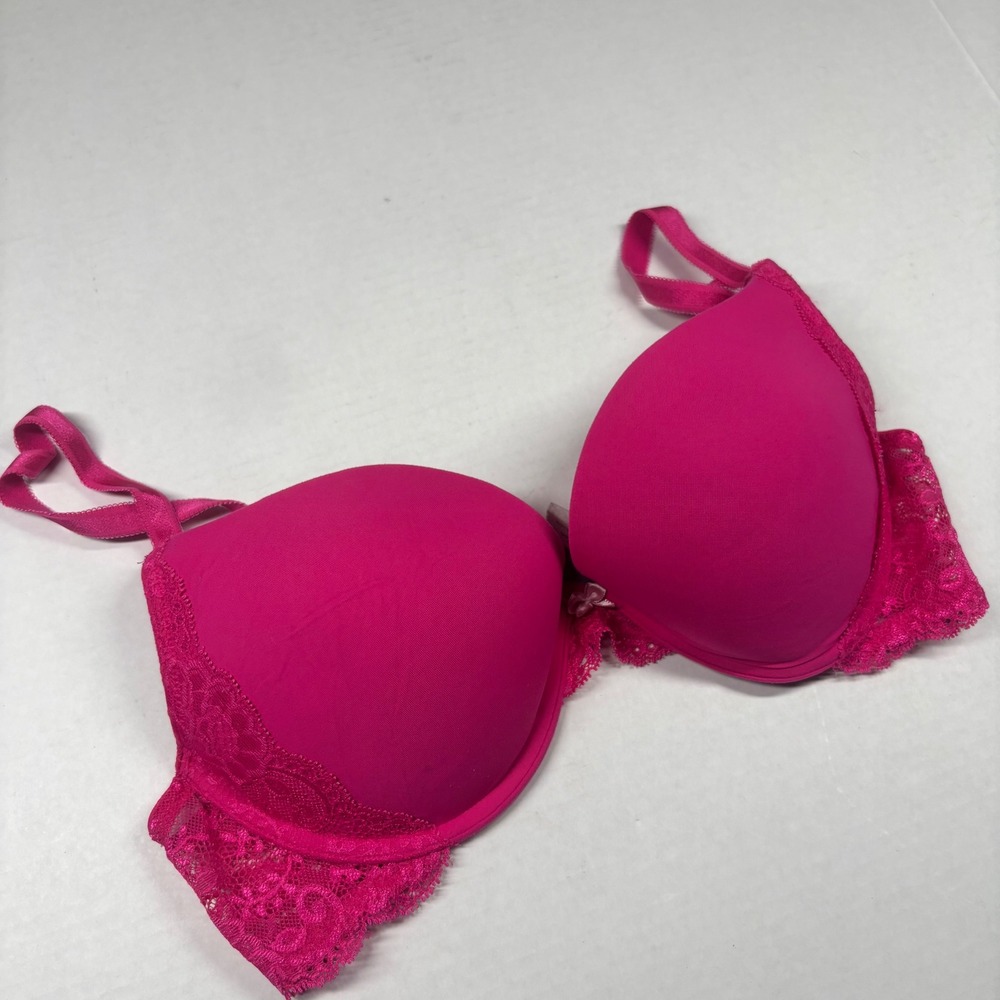 Victoria's Secret Dream Angels Push Up Bra 36C Hot Pink Lace 216033-705